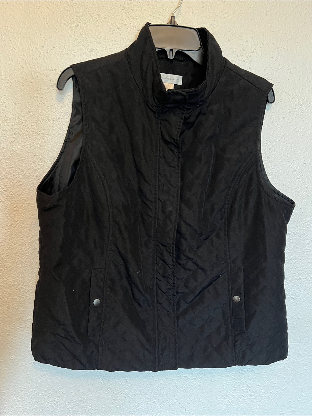 Christopher & Banks Black Quilted Stand-Collar Vest